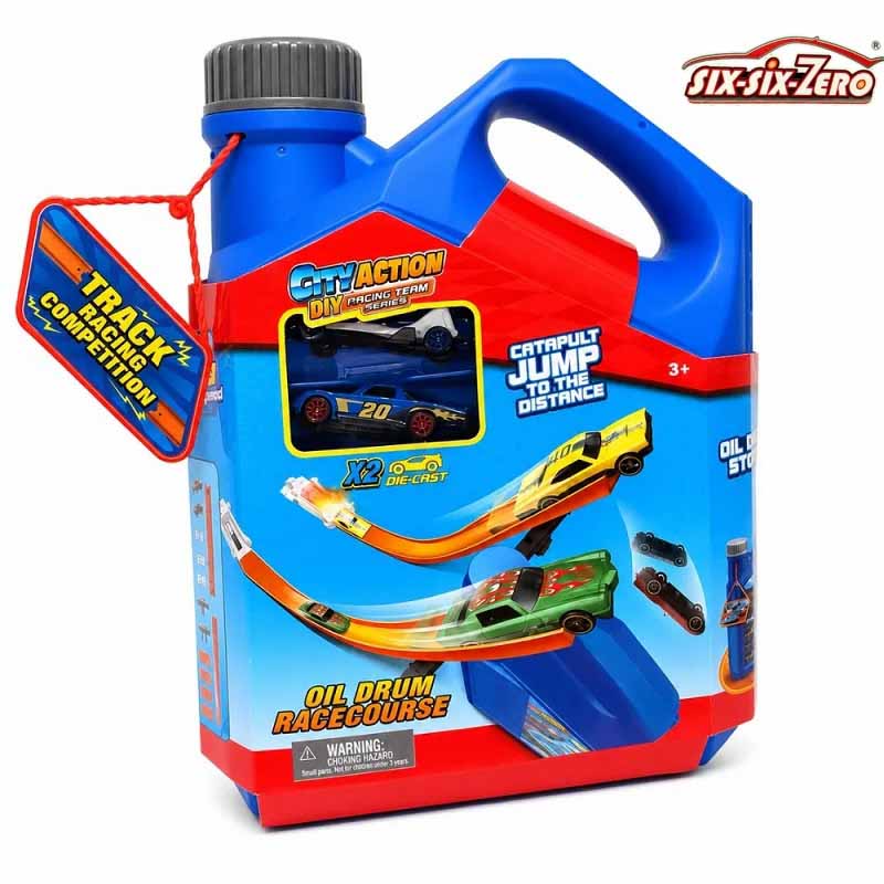 پیست ریسینگ ماشین بازی پرتابی داخل گالن روغن موتور | Portable Car Track in a Canister